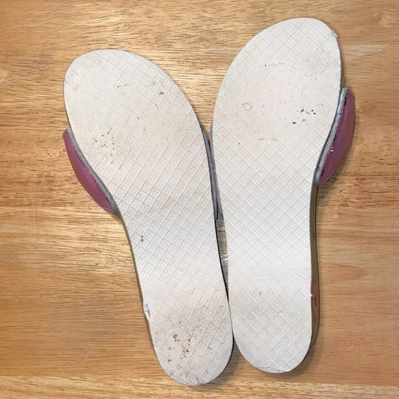 Dr Scholls Hand Painted Pink Patent Leather Wooden Exercise Sandals Vintage 70’s - Picture 7 of 9